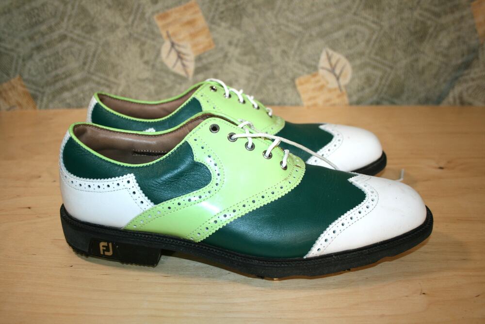 Footjoy Icon Green/White Leather/Patent Leather Golf Shoes 10 M
